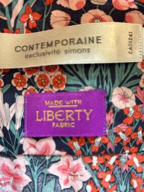 Contemporaine Liberty Fabric 100% Cotton Floral Blouse Pink Green M EUC